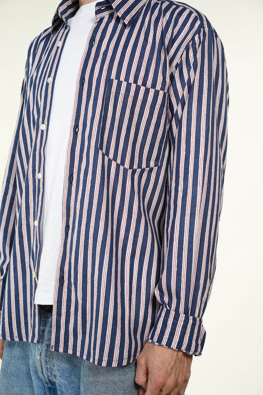 CHEMISE HOMME MANCHES LONGUES RAYÉE BLEUE