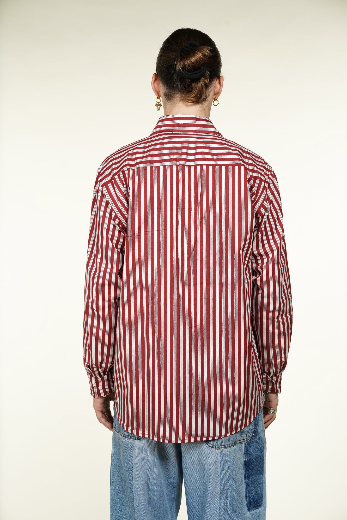 CHEMISE HOMME MANCHES LONGUES RAYÉE ROUGE
