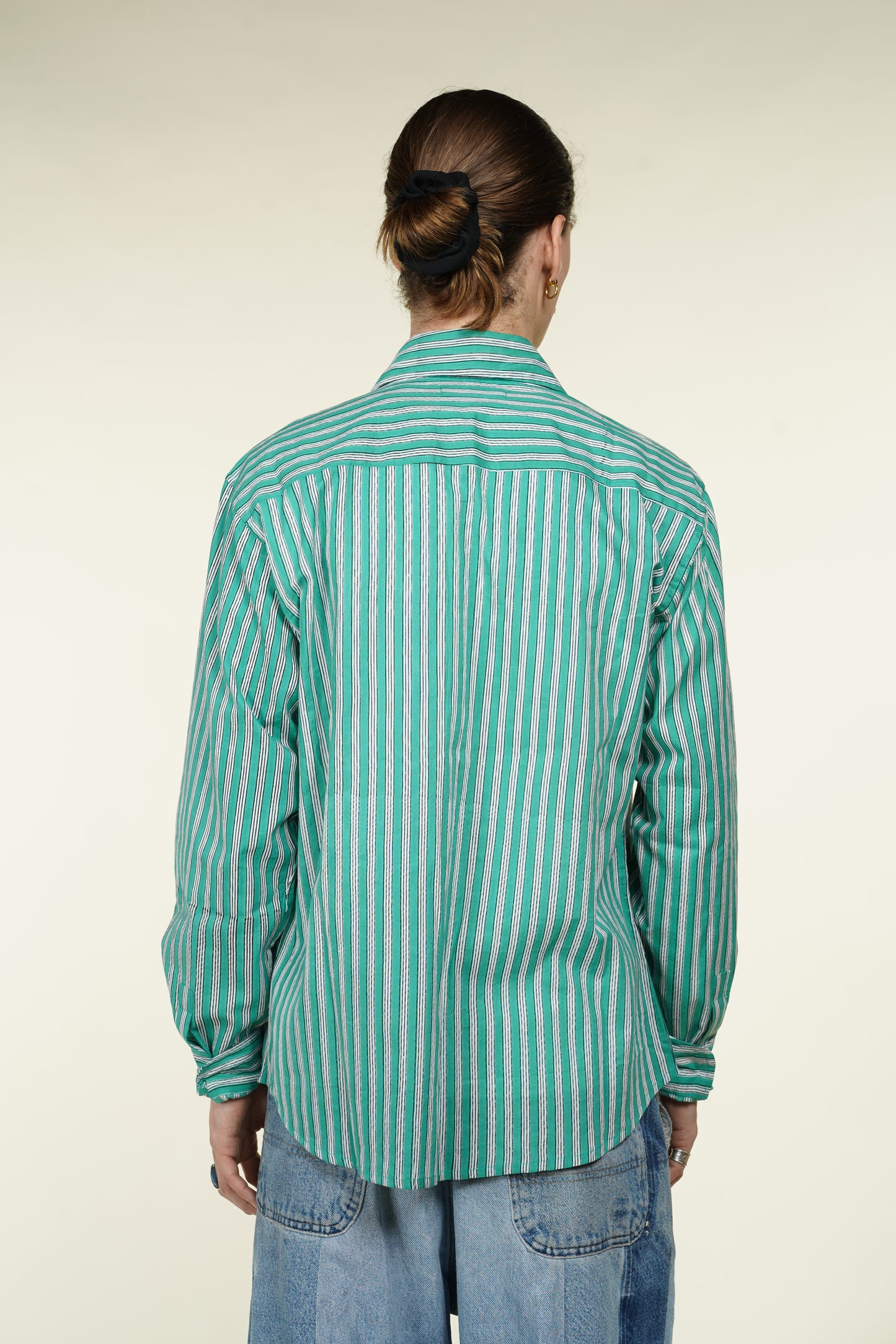 CHEMISE HOMME MANCHES LONGUES RAYÉE VERTE