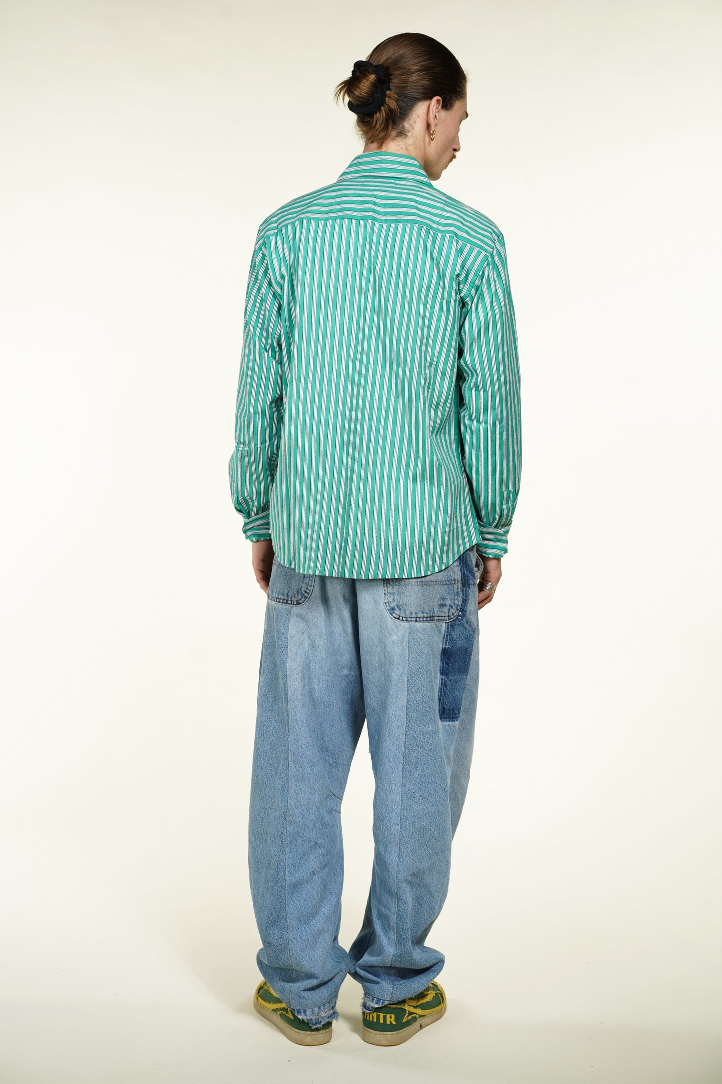 CHEMISE HOMME MANCHES LONGUES RAYÉE VERTE