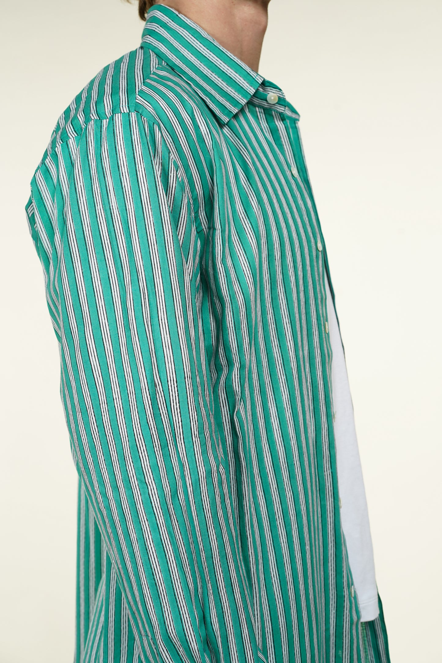 CHEMISE HOMME MANCHES LONGUES RAYÉE VERTE