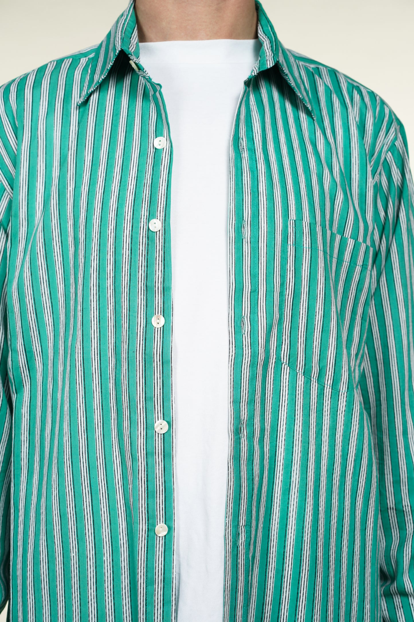 CHEMISE HOMME MANCHES LONGUES RAYÉE VERTE