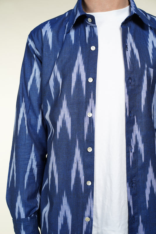 CHEMISE HOMME MANCHES LONGUES IKAT BLEU