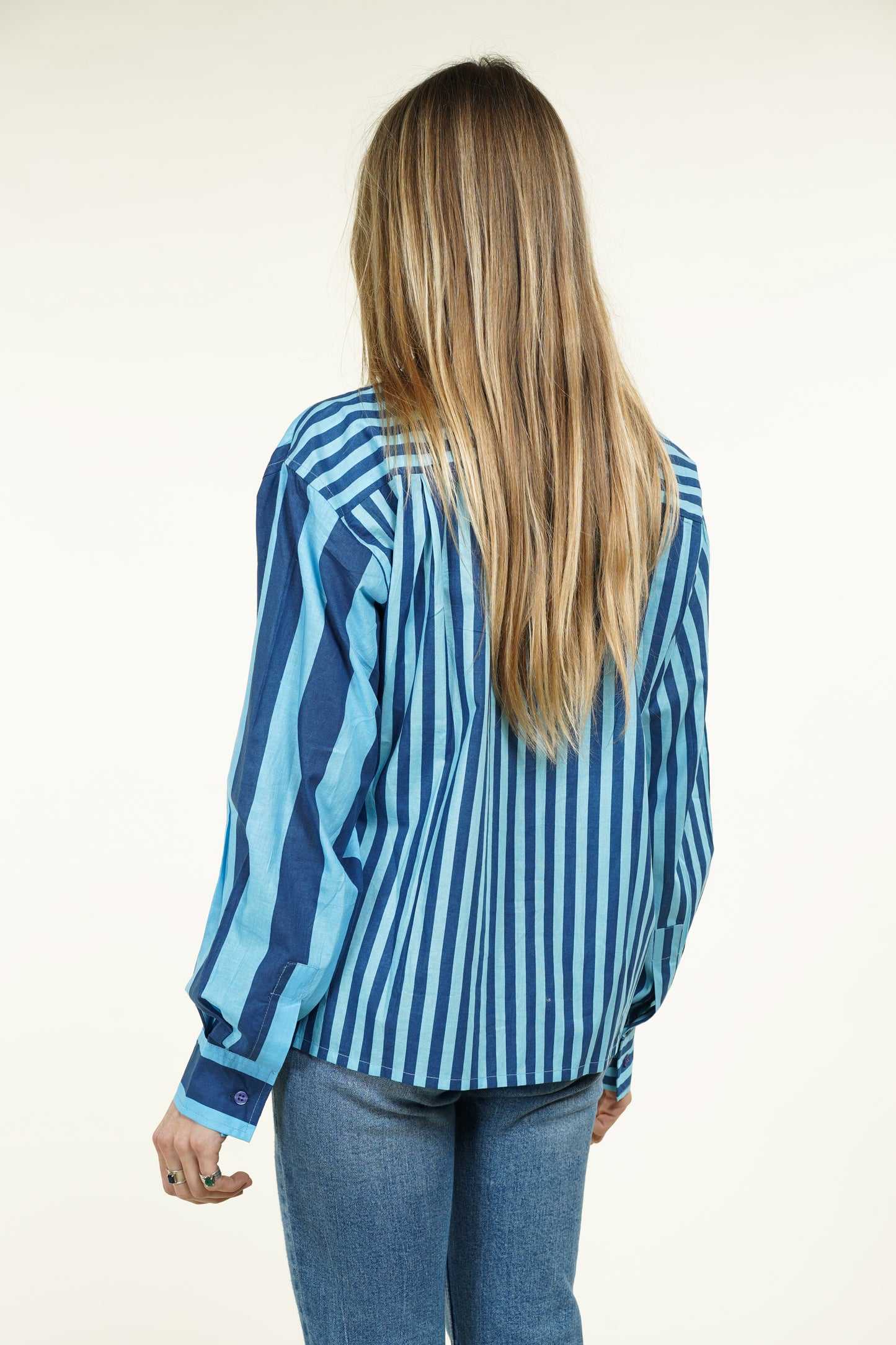 CHEMISE RAYURE ASYMETRIQUE BLEUE