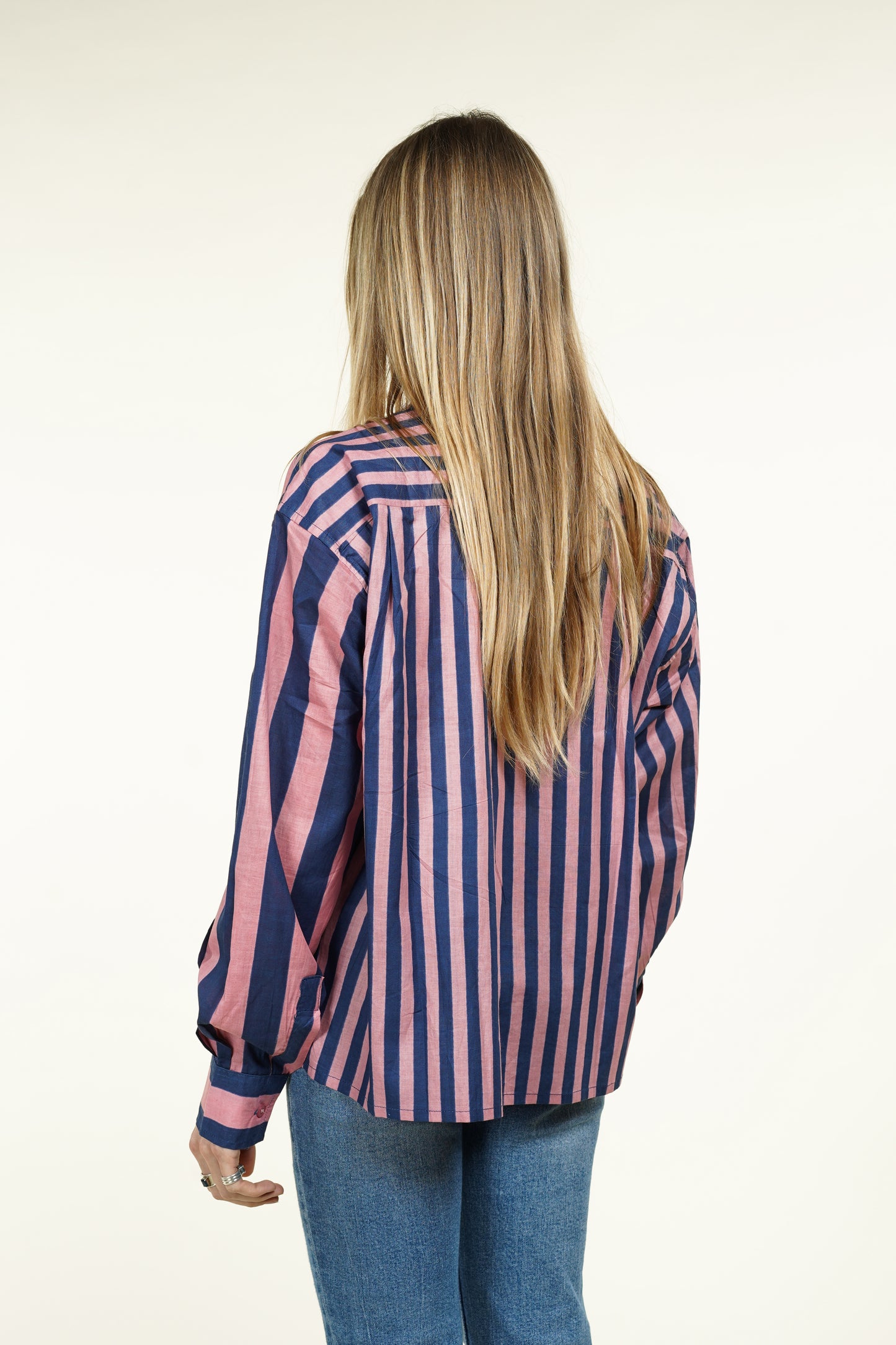 CHEMISE RAYURE ASYMETRIQUE ROSE ET BLEUE