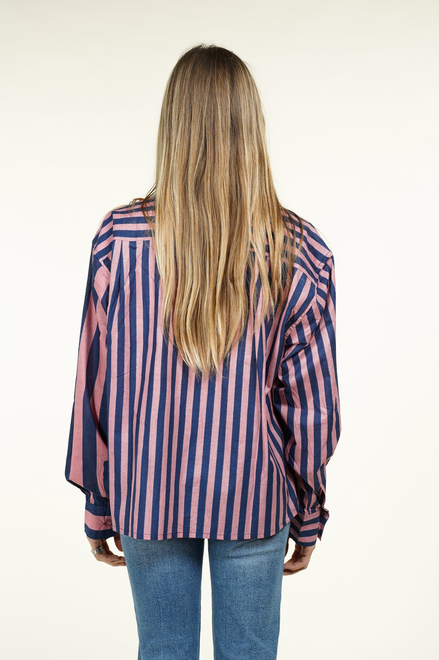 CHEMISE RAYURE ASYMETRIQUE ROSE ET BLEUE