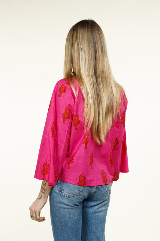 CHEMISE KIMONO HOMARD FUSCHIA