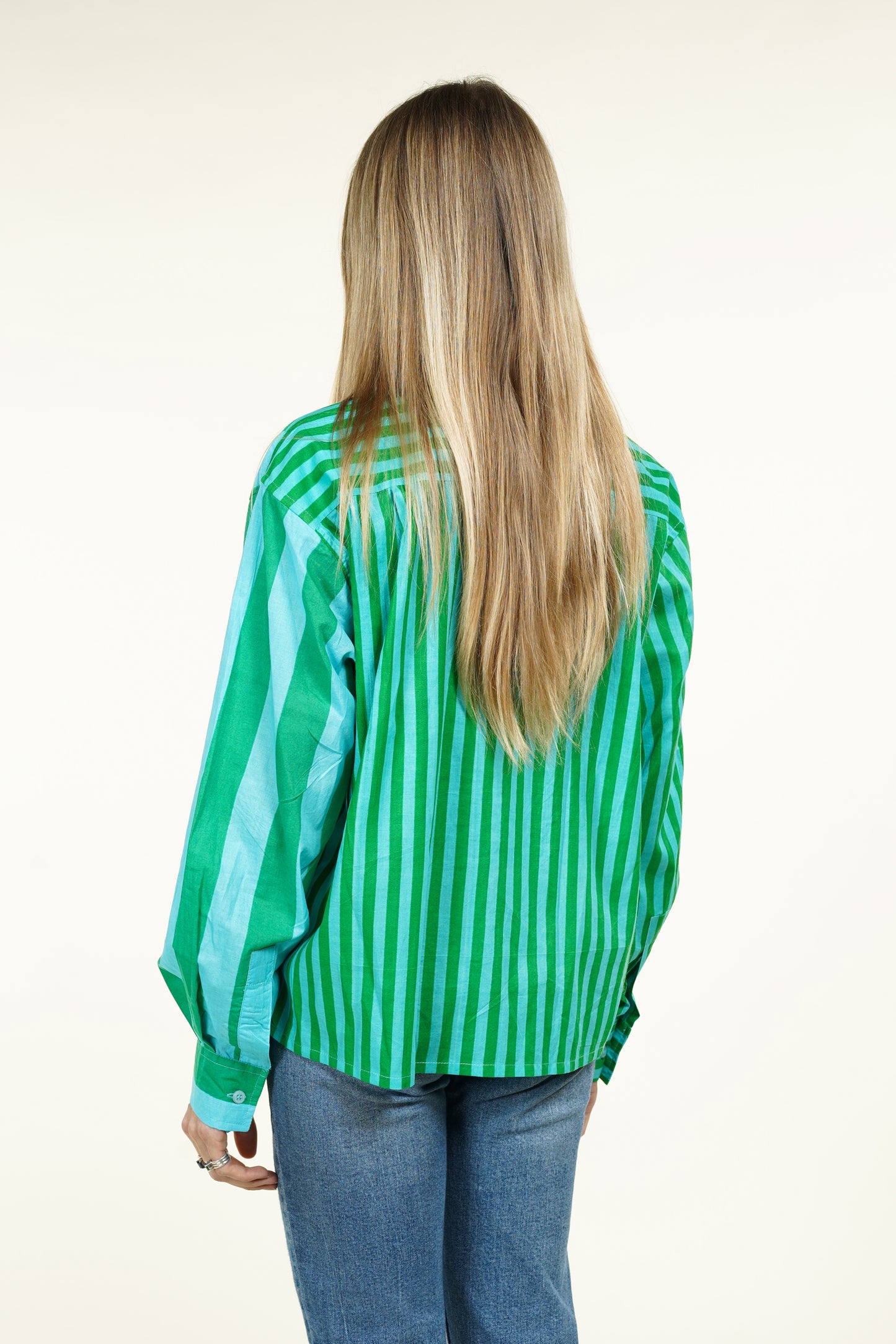 CHEMISE RAYURE ASYMETRIQUE VERTE