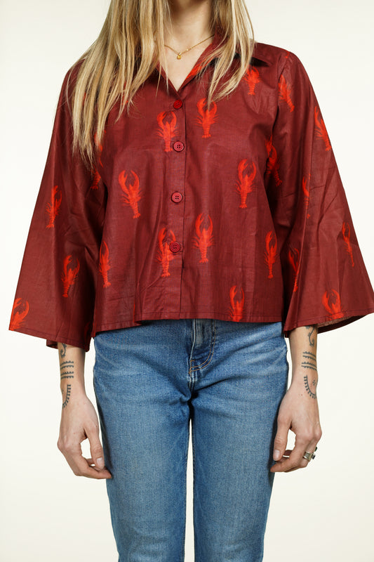 CHEMISE KIMONO HOMARD BORDEAUX