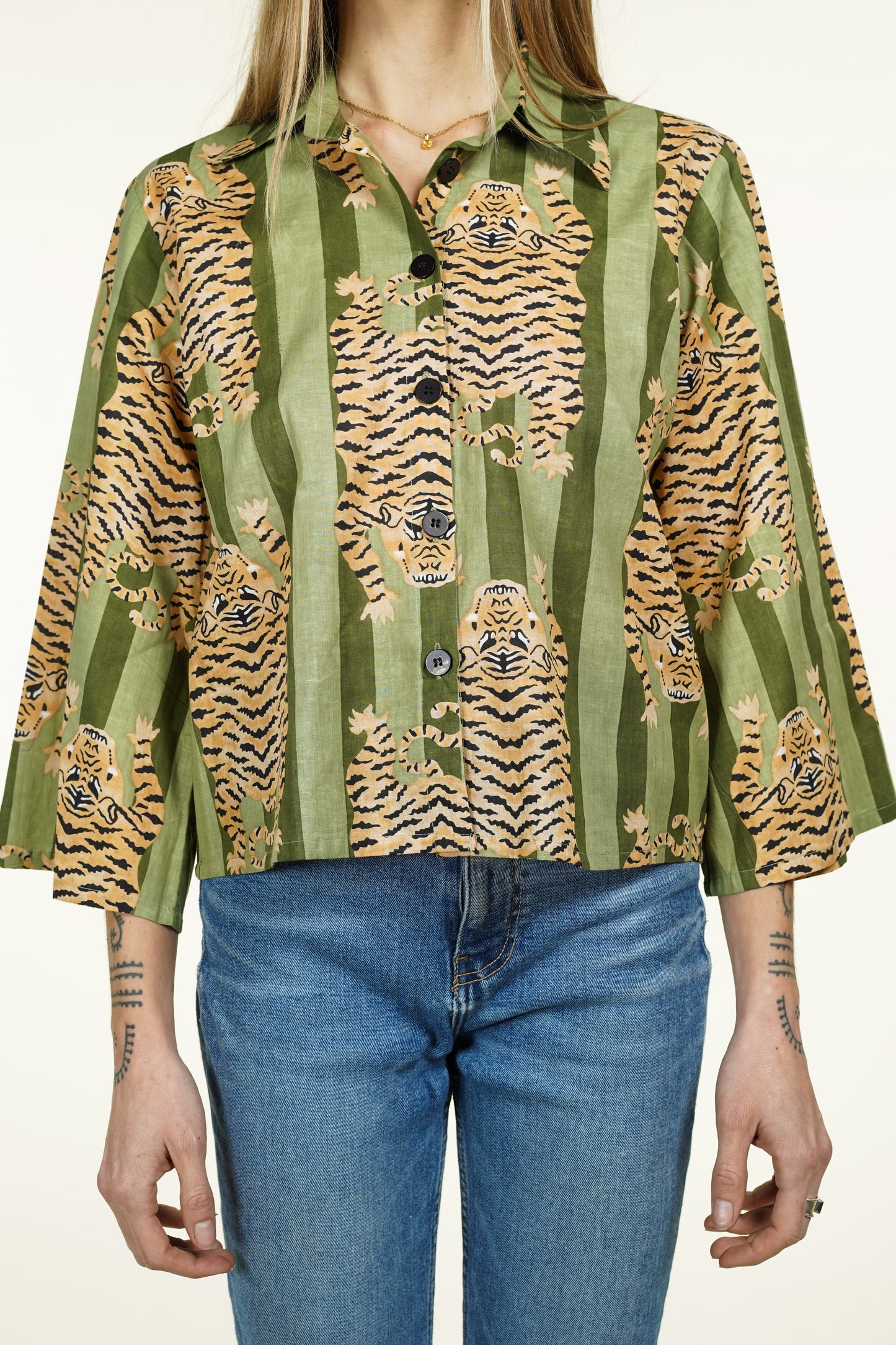 CHEMISE KIMONO TIGRE VERT