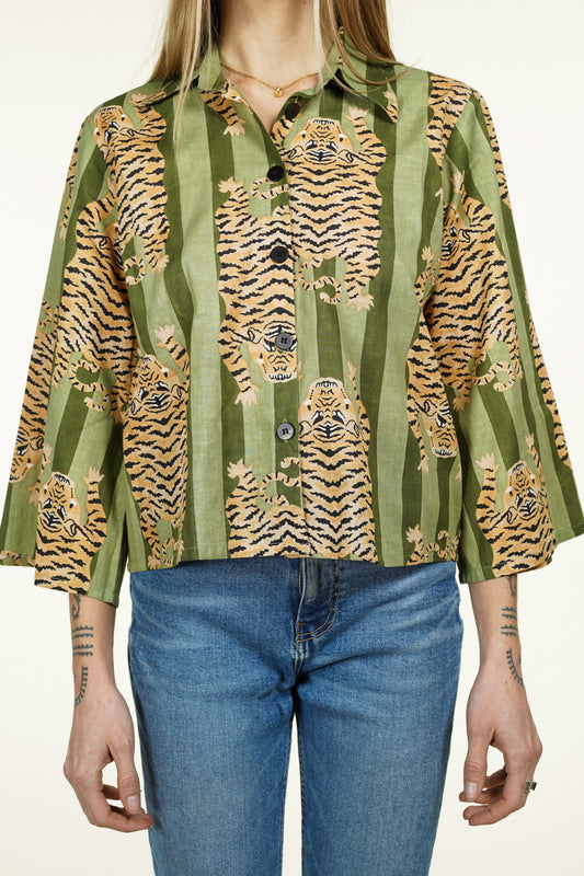 CHEMISE KIMONO TIGRE VERT