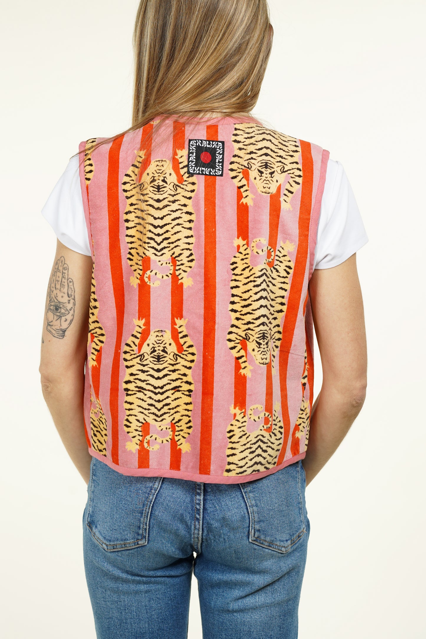 GILET VELOUR ROSE TIGRE