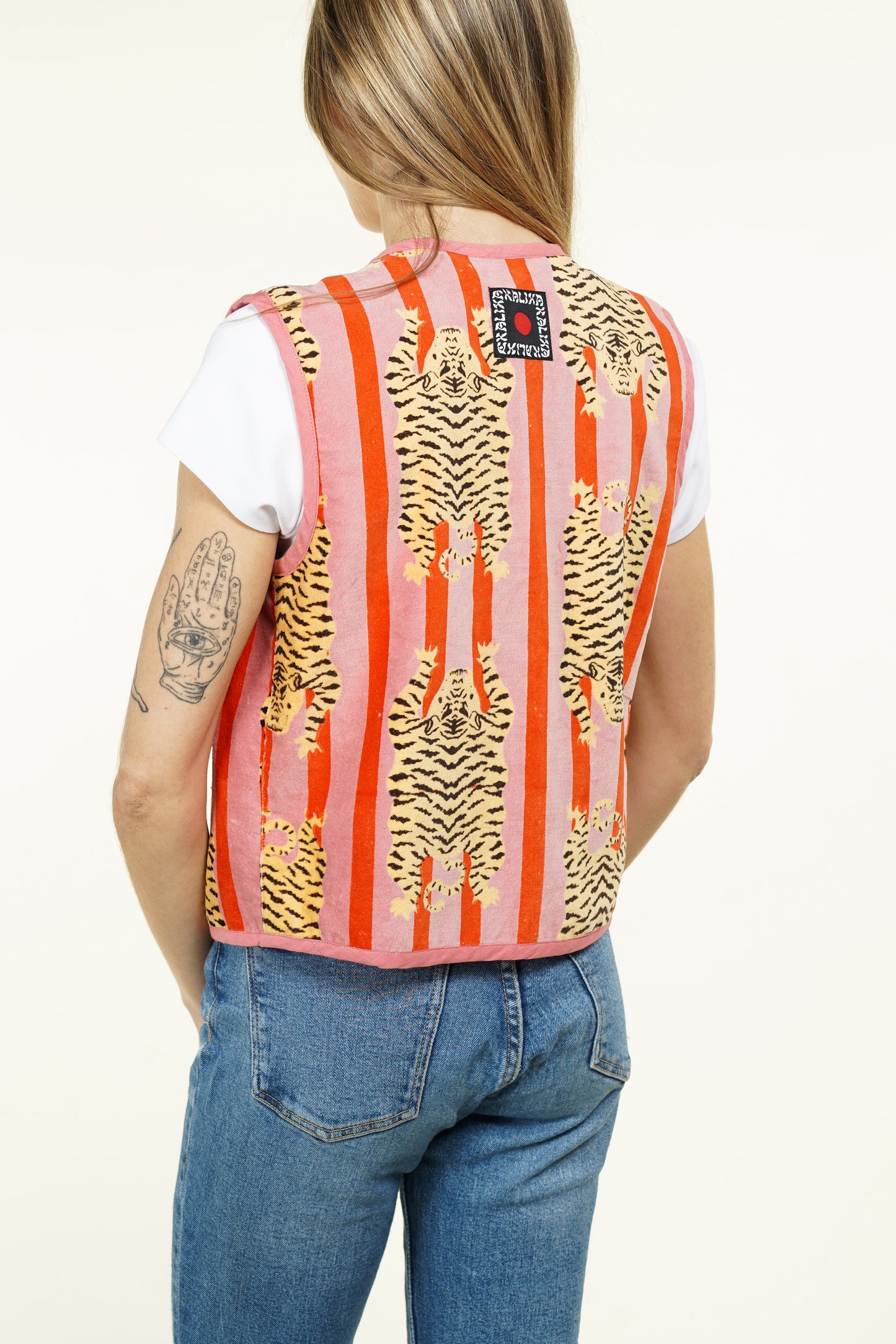 GILET VELOUR ROSE TIGRE
