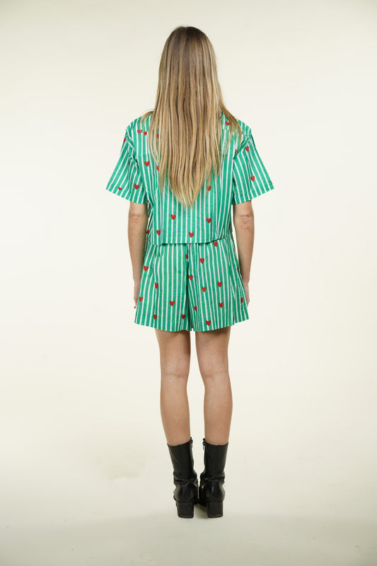 CHEMISE MANCHES COURTES BLEUE COEUR