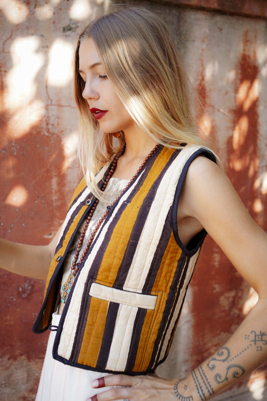GILET REVERSIBLE BLOCKPRINT CAPPUCCINO