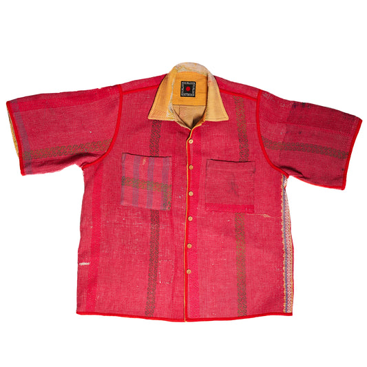 CHEMISE KANTHA REVERSIBLE JAUNE & ROSE