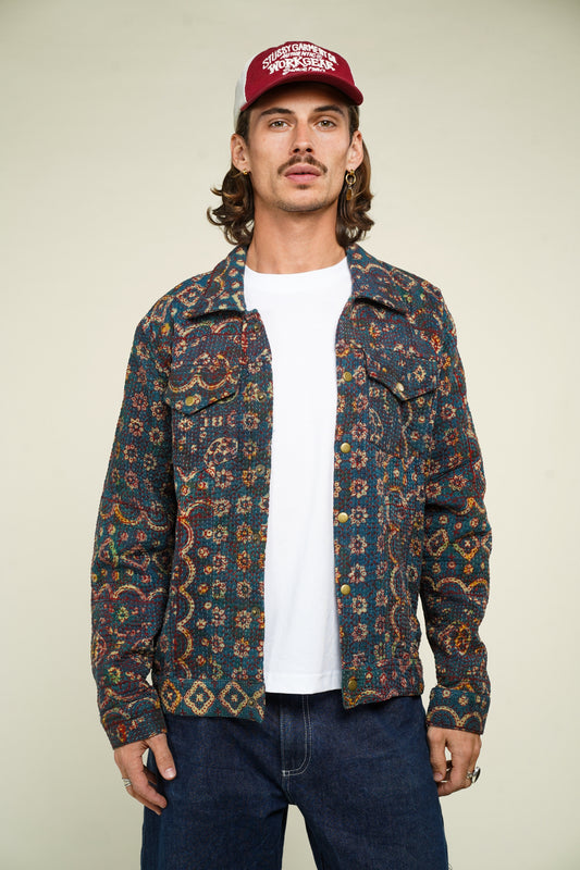 14. KANTHA AJRAK DENIM JACKET L