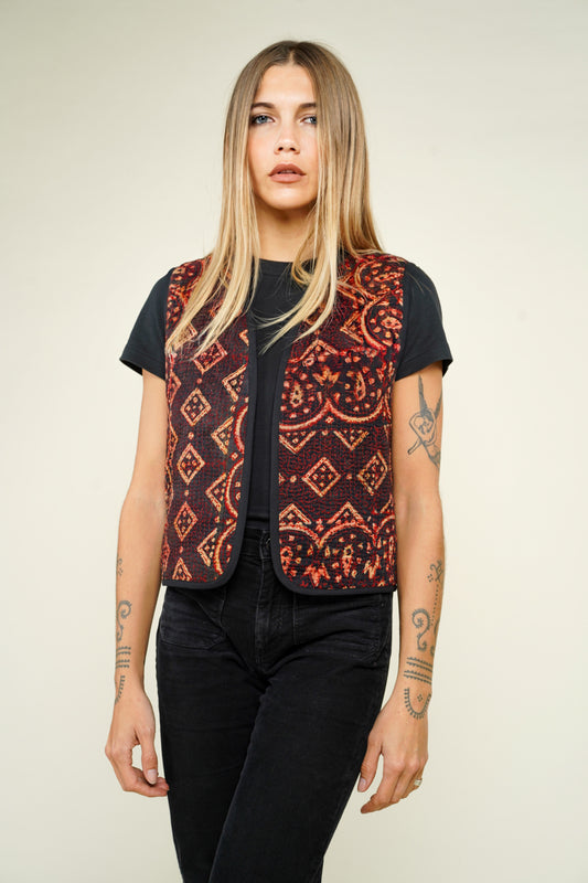 5. GILET KANTHA BLOCKPRINT AJRAK M