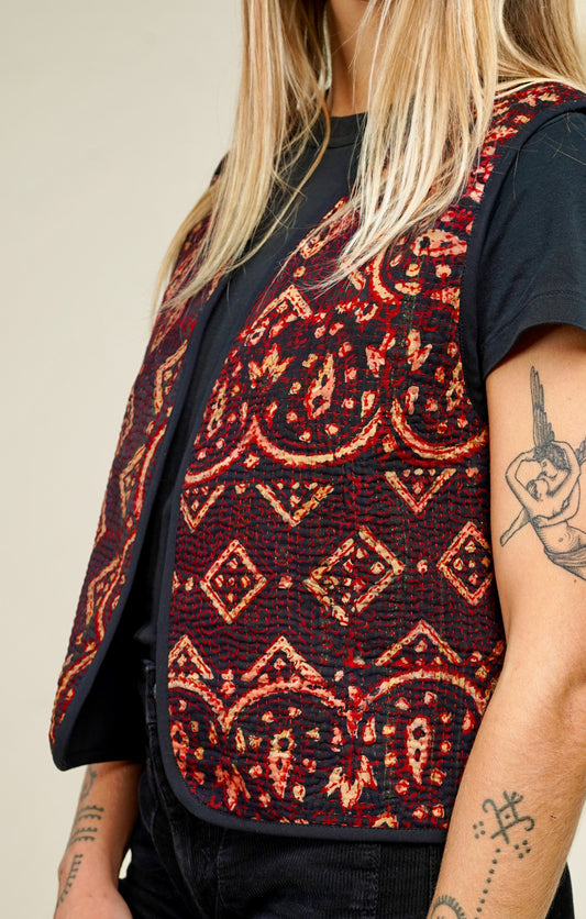 5. GILET KANTHA BLOCKPRINT AJRAK M