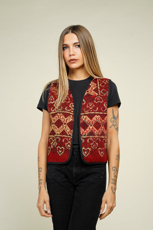 4. GILET KANTHA BLOCKPRINT AJRAK M