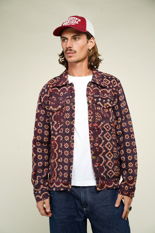 15. KANTHA AJRAK DENIM JACKET  L