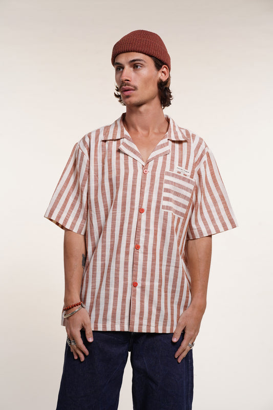 Chemise Khadi - Rayure marron