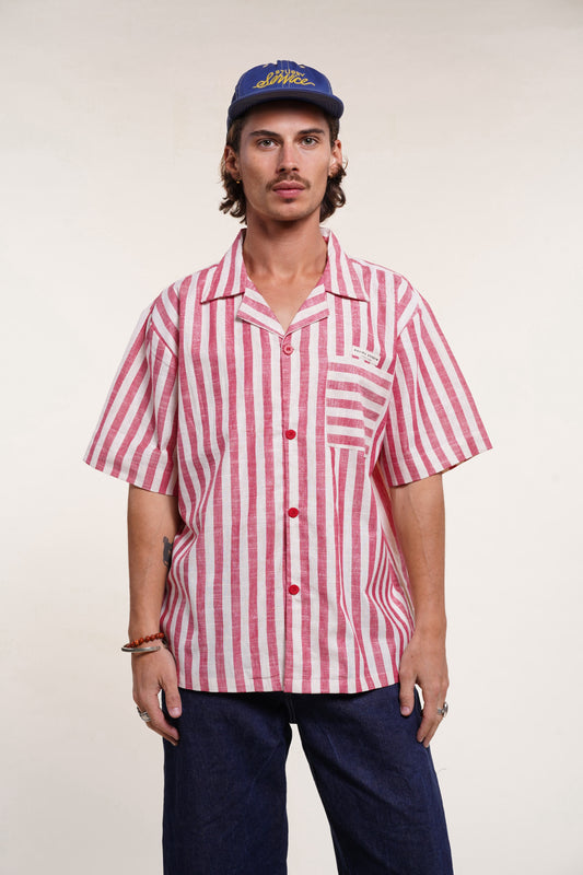 Chemise Khadi - Rayure rouge