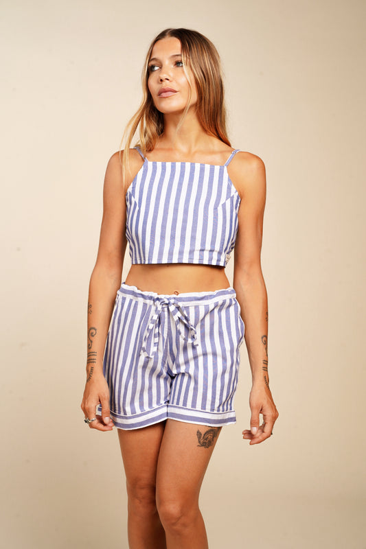 CROP TOP KHADI BLUE STRIPE