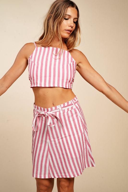 CROP TOP KHADI RED STRIPE