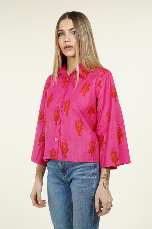 CHEMISE KIMONO HOMARD FUSCHIA