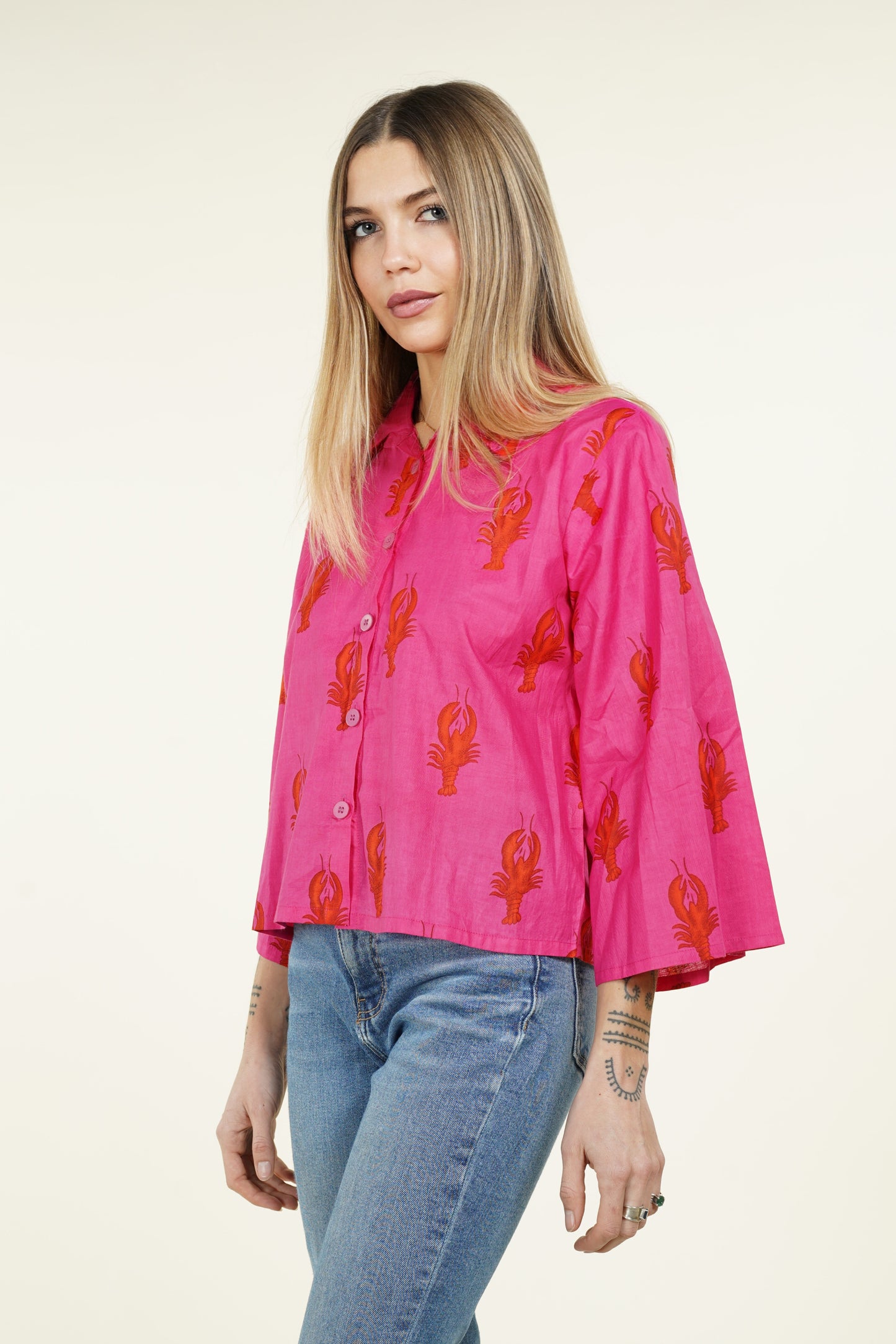 CHEMISE KIMONO HOMARD FUSCHIA