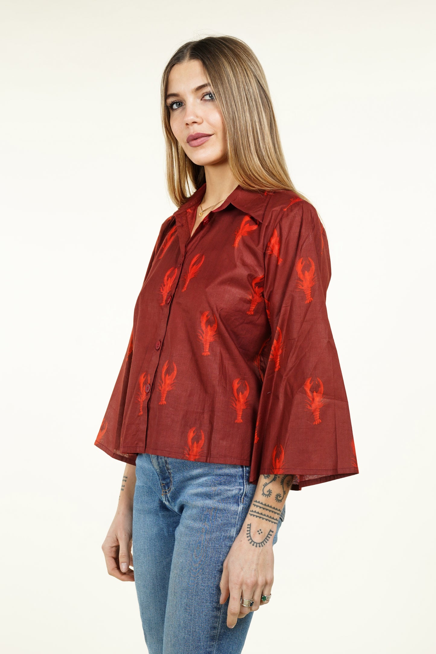 CHEMISE KIMONO HOMARD BORDEAUX