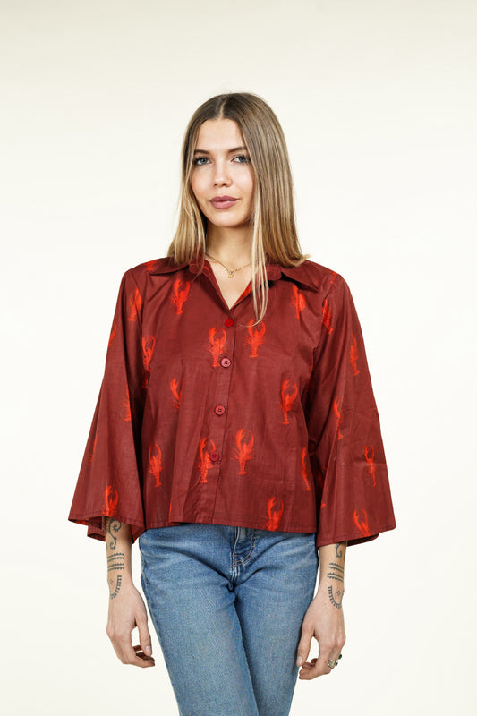 CHEMISE KIMONO HOMARD BORDEAUX