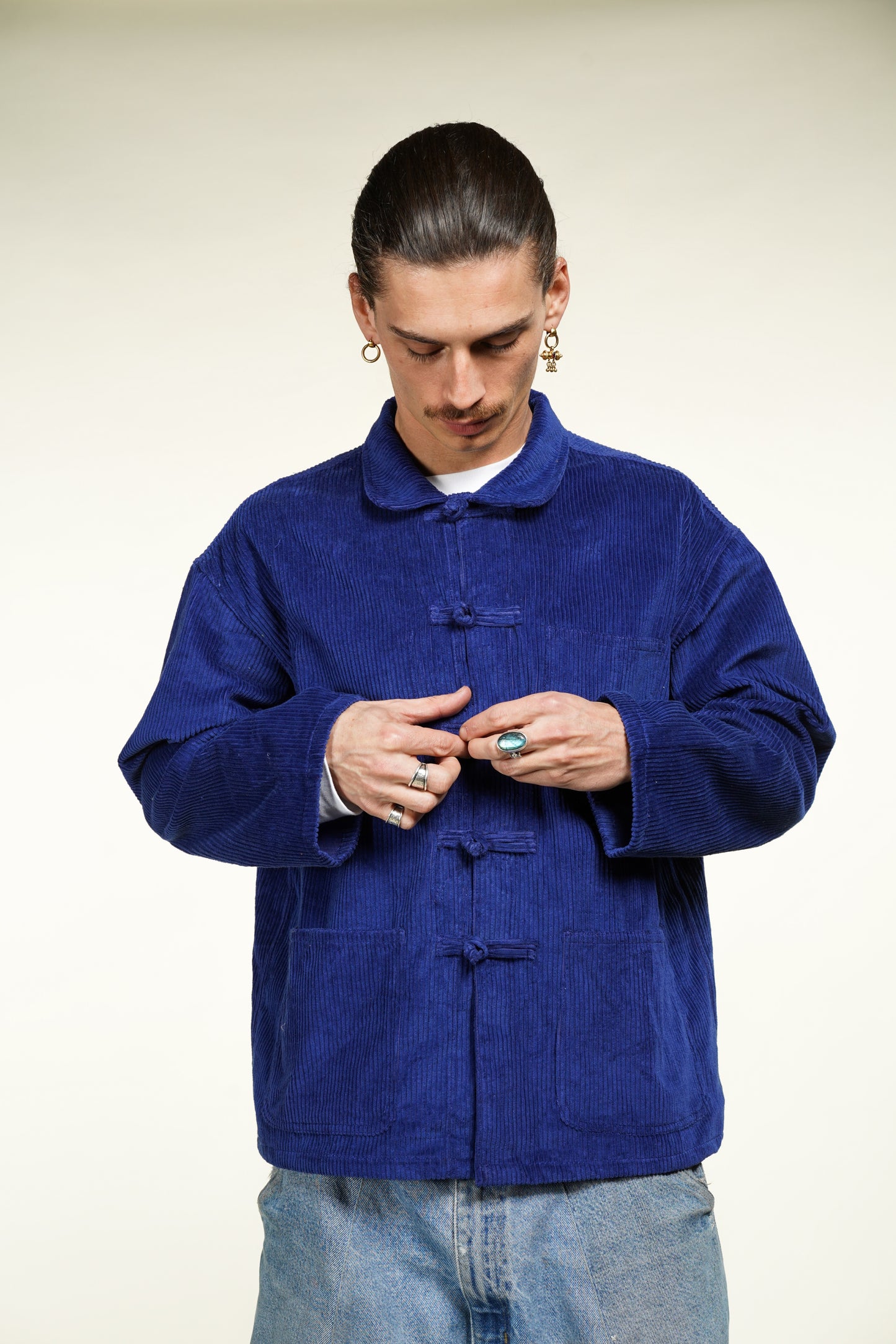 VESTE SHANGHAI VELOURS CORDUROY BLEUE