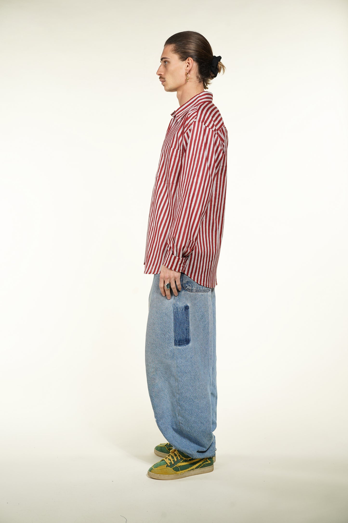 CHEMISE HOMME MANCHES LONGUES RAYÉE ROUGE