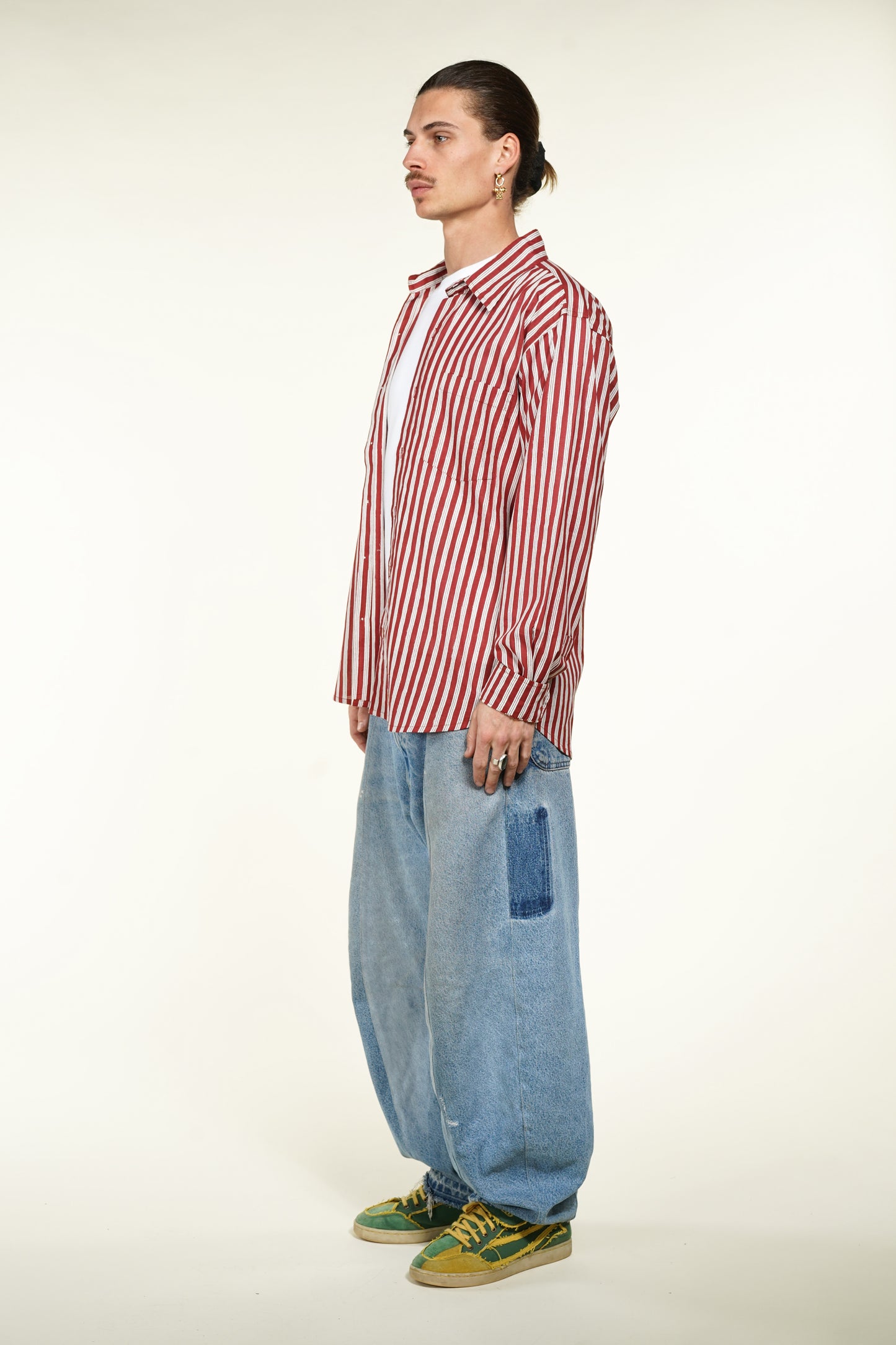 CHEMISE HOMME MANCHES LONGUES RAYÉE ROUGE