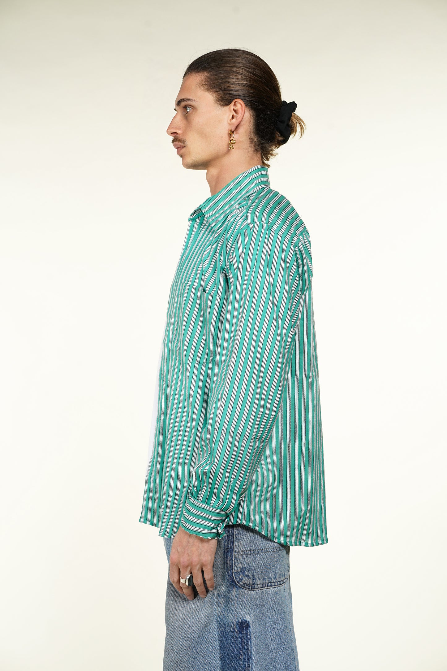 CHEMISE HOMME MANCHES LONGUES RAYÉE VERTE