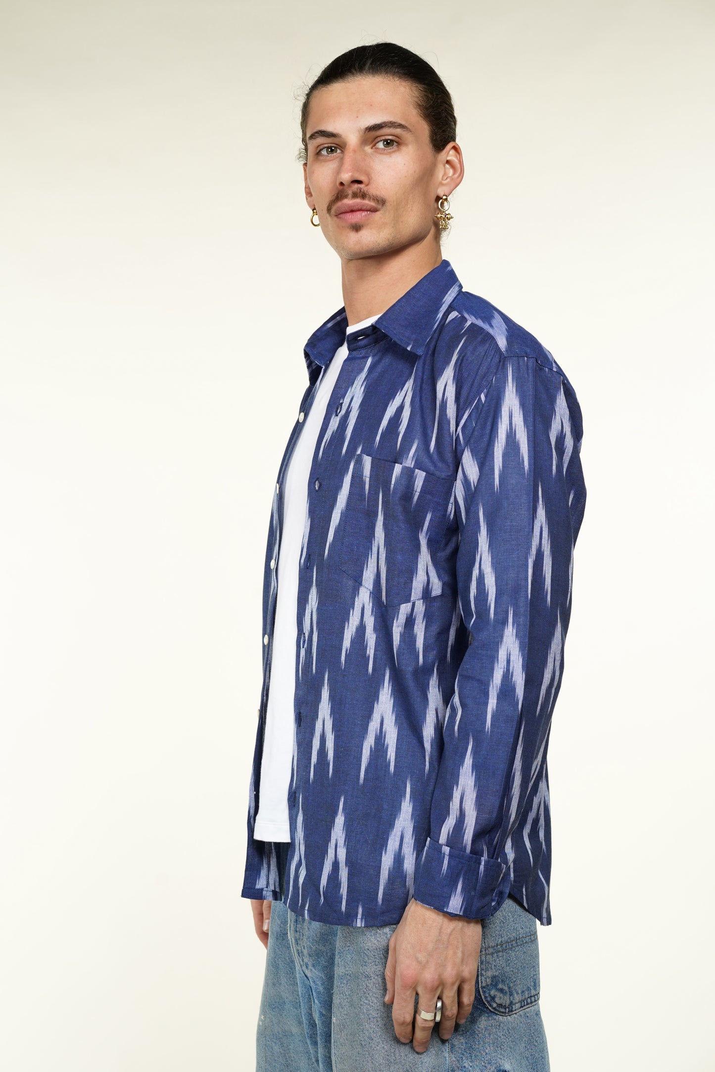 CHEMISE HOMME MANCHES LONGUES IKAT BLEU